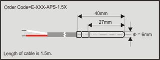 CAL CONTROLS - E-PTC-APS-1.5S7 - 温度探头 PTC 不锈钢壳 硅胶电缆
